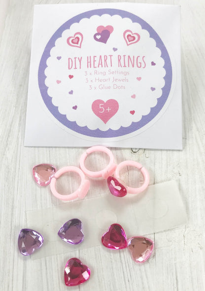 DIY Heart  Jewel Rings - 3pk