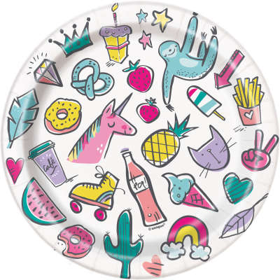 Favourite Things Party Paper Plates 17cm 8pk