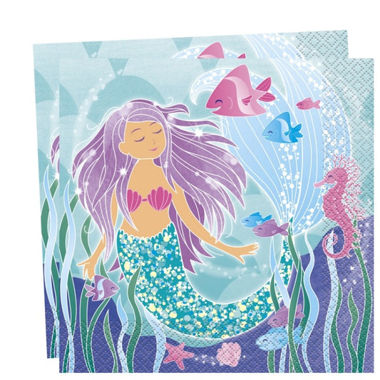 Mermaid Party Lunch Napkins - 16pk