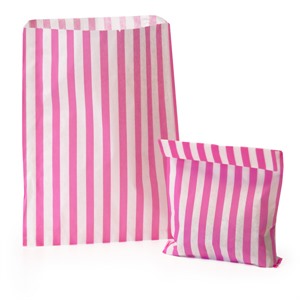 Pink Candy Striped Treat Bag