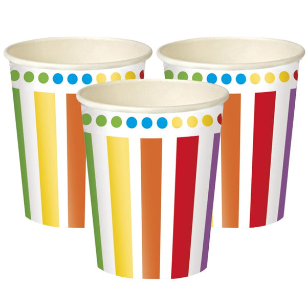 A pack of 8 Rainbow Paper Party Cups 9oz – The Curious Caterpillar