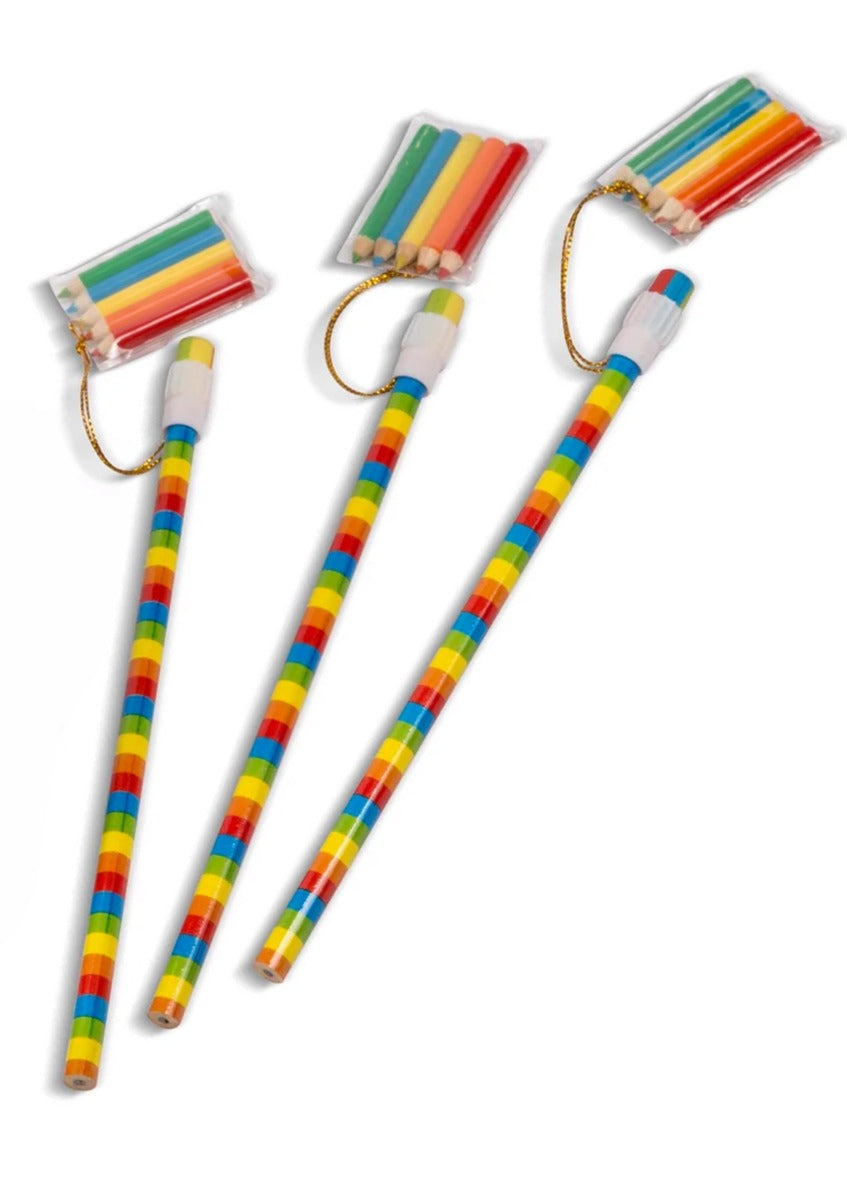 Rainbow Stripe Pencil with Mini Pencils