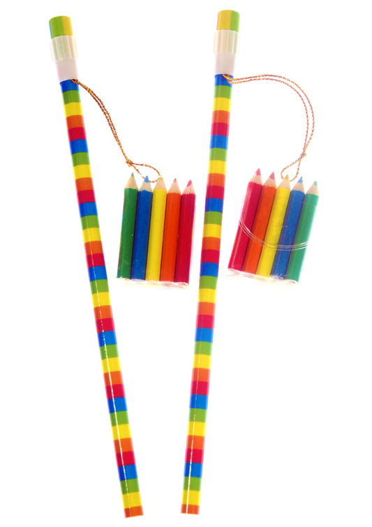 Rainbow Stripe Pencil with Mini Pencils