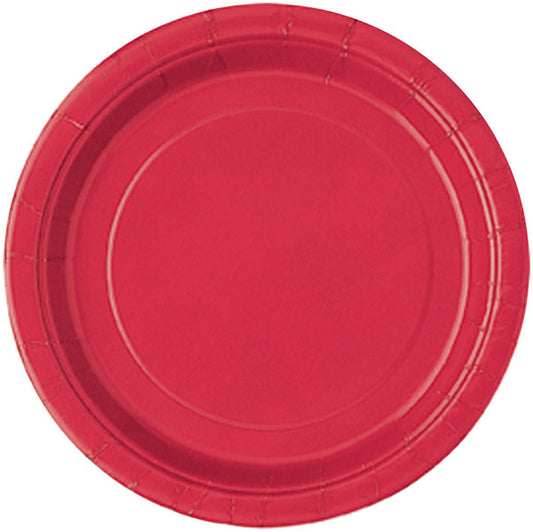 Red Paper Party Plates 22cm - 16pk