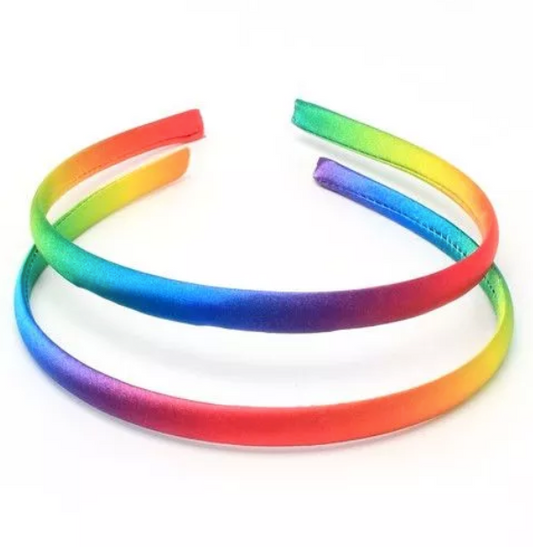 Rainbow Satin Aliceband - 1cm-Party Bag Fillers - Girls-The Curious Caterpillar