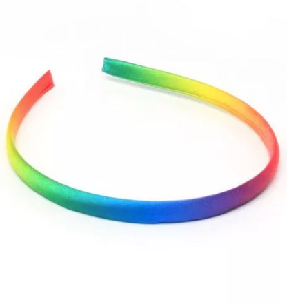 Rainbow Satin Aliceband - 1cm