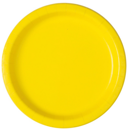 Neon Yellow Paper Plates 22cm - 16pk