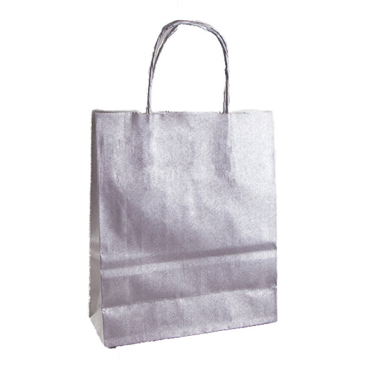 Silver Paper Party Bag with twisted paper handles