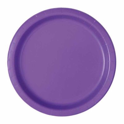 Neon Purple Paper Plates 23cm - 20pk