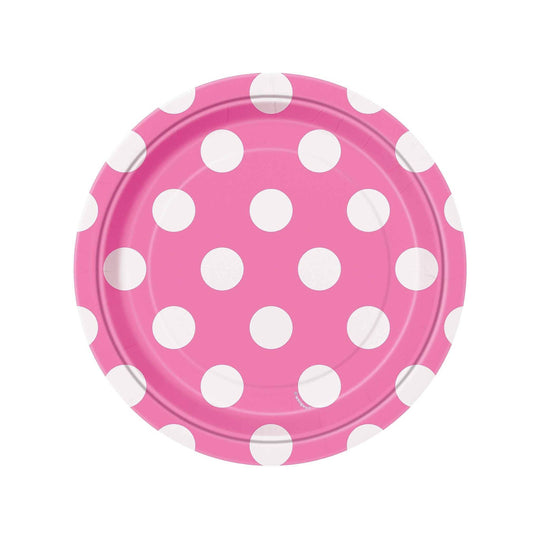 Pink Polka Dot Small Party Plates 8 pack